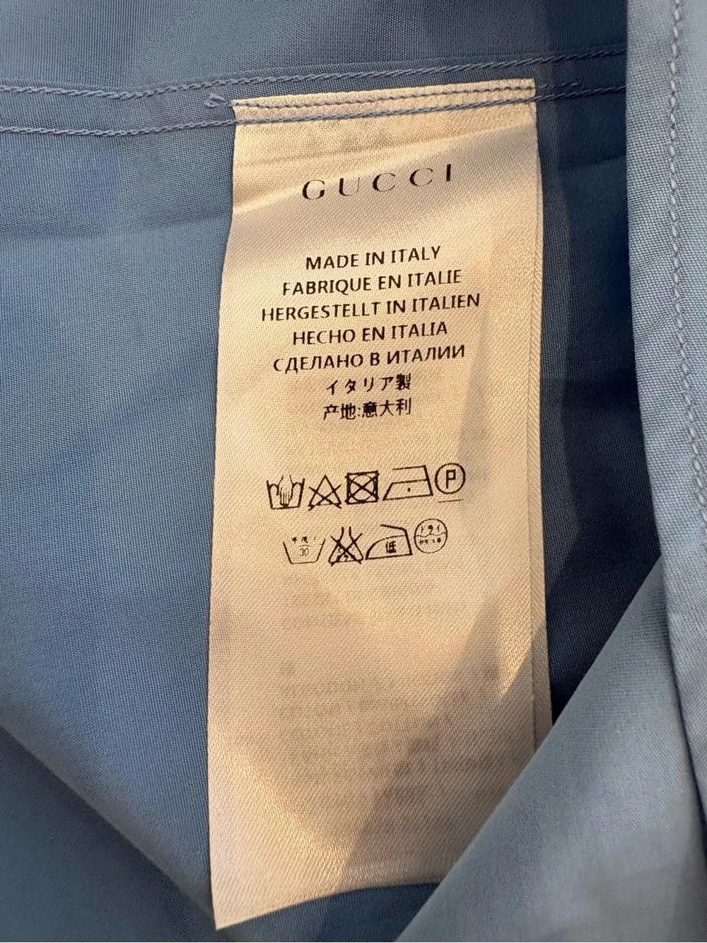 Gucci Sky Blue Long-Sleeve Cotton Dress Shirt